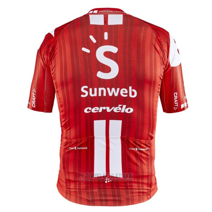 2020 Fahrradbekleidung Sunweb Rot Trikot Kurzarm und Tragerhose